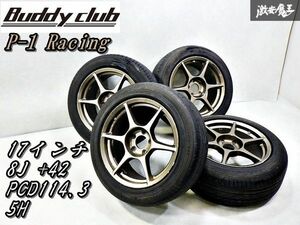 売り切り 軽量！●Buddy club バーディークラブ P-1 Racing P1レーシング 17インチ 8J +42 PCD114.3 5H ホイール 4本 チェイサー シルビア