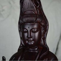 仏教美術 木彫仏像 精密細工 木彫り　黒檀木 観音菩薩像　仏像　置物 高さ30cm_画像5