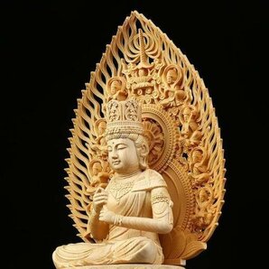 極上品/綺麗 総檜材 仏教工芸品 木彫仏教 精密彫刻 仏師で仕上げ品 大日如来座像の画像5