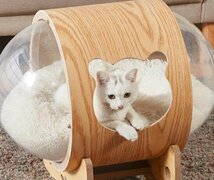 高品質/ キャットハウス キャットベッド 猫用ハウス ペット用品 天然木 ナチュラル 庭用 小動物ケージ_画像2