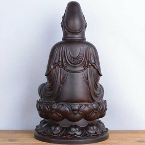 美品★仏教美術 木彫仏像 精密細工 木彫り 天然木 置物 浄瓶観音菩薩座像 仏像 高さ20cmの画像4