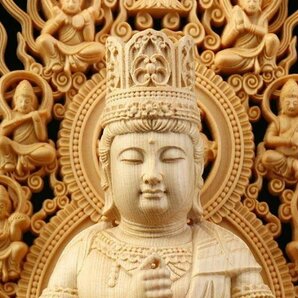 極上品/綺麗 総檜材 仏教工芸品 木彫仏教 精密彫刻 仏師で仕上げ品 大日如来座像の画像4