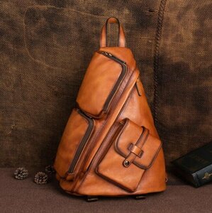  beautiful goods * high capacity men's original leather body back man one shoulder bag diagonal .. bag leather 
