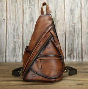  new goods body bag men's cow leather shoulder bag light weight original leather diagonal .. bag business bag leather going to school for mountain climbing travel 