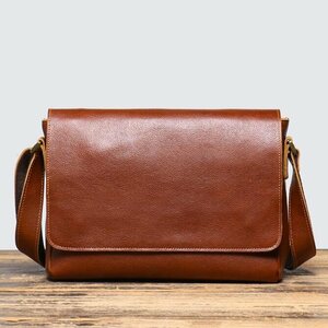  beautiful goods appearance * messenger bag men's shoulder bag diagonal .. bag cow leather iPad. storage possibility vertical going to school commuting business bag 