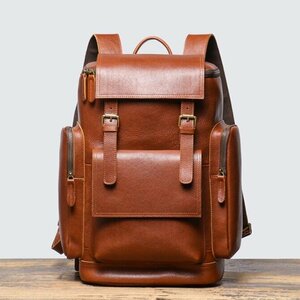  original leather rucksack men's leather backpack high capacity rucksack outdoor 14 -inch PC correspondence commuting going to school casual combined use ti bag 