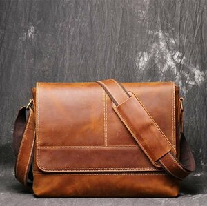  популярный новый продукт! retro способ натуральный телячья кожа натуральная кожа мужской сумка сумка на плечо 13PC портфель ходить на работу посещение школы 