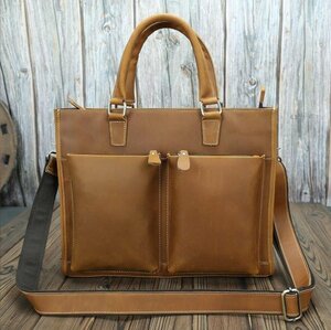  beautiful goods appearance * cow leather hand made men's bag original leather business bag briefcase leather commuting bag tote bag handbag bag 