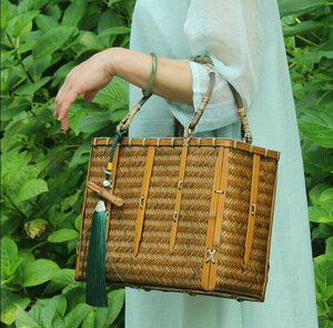  new arrival * handmade bamboo compilation . storage bag nature bamboo. braided up bamboo product handbag flight .