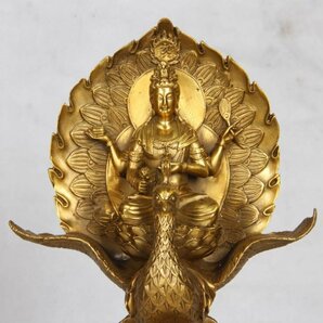強くお勧め★純銅 手作り 工芸品 置物を置く収蔵品 仏像 仏教 孔雀明王座像の画像7
