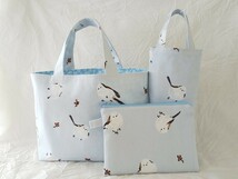 ★ハンドメイド★シマエナガ*鳥*ミニバッグ＆ボトルケース＆ミニポーチ*ランチバッグ*トートバッグ_画像1