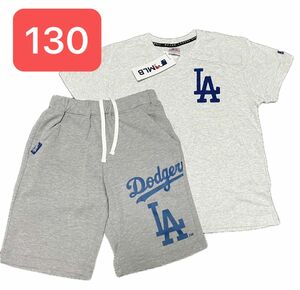 新品　MLB公式　ロサンゼルス・ドジャース　　半袖Tシャツ　スウェットハーフパンツ　2点　　　キッズ　130 大谷翔平　