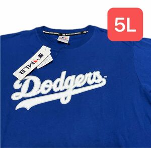 新品　MLB公式 LAドジャース Tシャツ　半袖　 5Lサイズ　大谷翔平　綿100% チームロゴ　青　ブルー　人気色