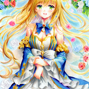 オリジナル手描きイラスト 『白薔薇』 水彩紙A4の画像1