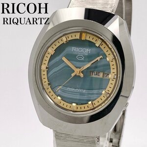 【稼働】RICOH リコー リクォーツ 572001 カットガラス デイデイト クォーツ メンズ腕時計 4-96-D