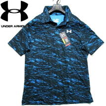 新品▼ 未使用　アンダーアーマー ゴルフ　半袖ポロシャツ　総柄　XLサイズ　UNDER ARMOUR GOLF　クール　ドライ　メンズ　LL　UPF50_画像1