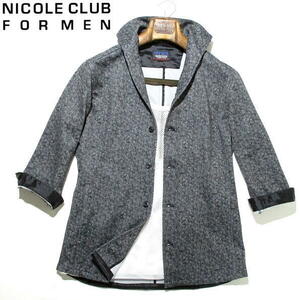 春夏▼ 美品！ ニコル　冷感　七分袖ジャケット　イタリアンカラー　NICOLE CLUB FOR MEN　46　Mサイズ　ストレッチ　ポンチ　７分袖