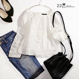  beautiful goods 23 district stock ) Onward . mountain ... spring summer small size cotton auger nji- race shirt cloth cut and sewn blouse 5 number white 