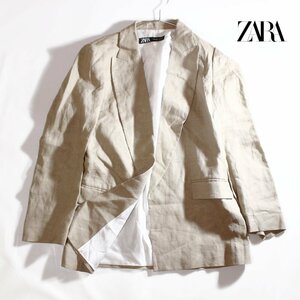 美品 ZARA ザラ メンズ 夏 リネンジャケット モロッコ製 Ｓ ベージュ ナチュラル テーラードジャケット