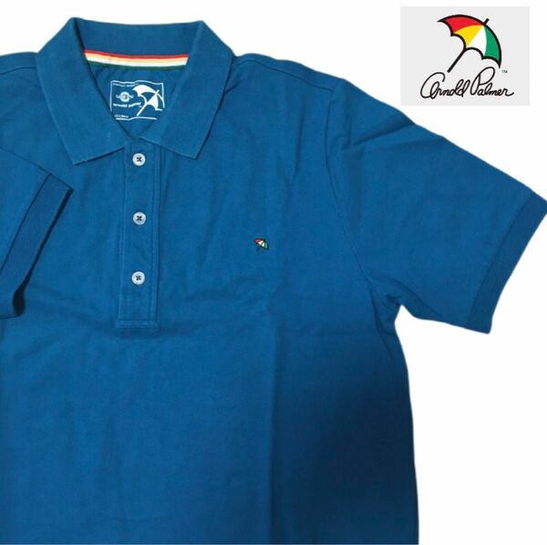 アーノルドパーマー Arnold Palmer ポロシャツ 半袖　刺繍ロゴ　青　 ワンポイントデザイン