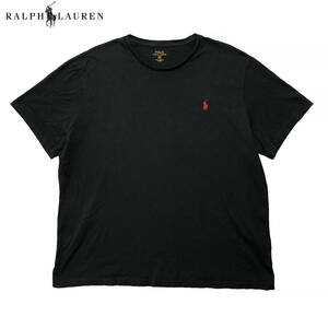 USA 古着 ポロ ラルフローレン コットン クルーネック 刺繍ロゴ 無地 Tシャツ ブラック メンズXL POLO RALPH LAUREN BA2629