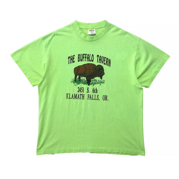 80S USA製 ヴィンテージ THE BUFFALO TAVERN バッファロー バイソン レストラン オールド Tシャツ メンズXL シングルステッチ 古着 BA2062