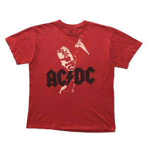 AC/DC アンガスヤング ミュージックTシャツ ロックTシャツ バンドTシャツ メンズL レッド 古着 BA2638