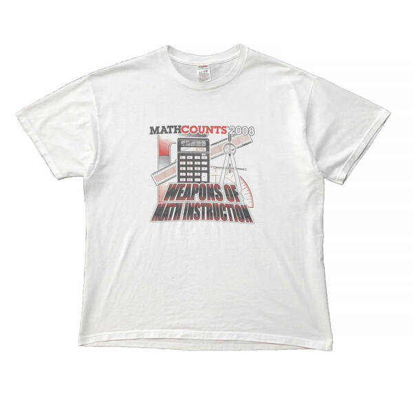 USA 古着 00S MATH COUNTS 2008 マスカウント コンパス クルーネック Tシャツ メンズXL 白T 大きいサイズ ヴィンテージ BA2652