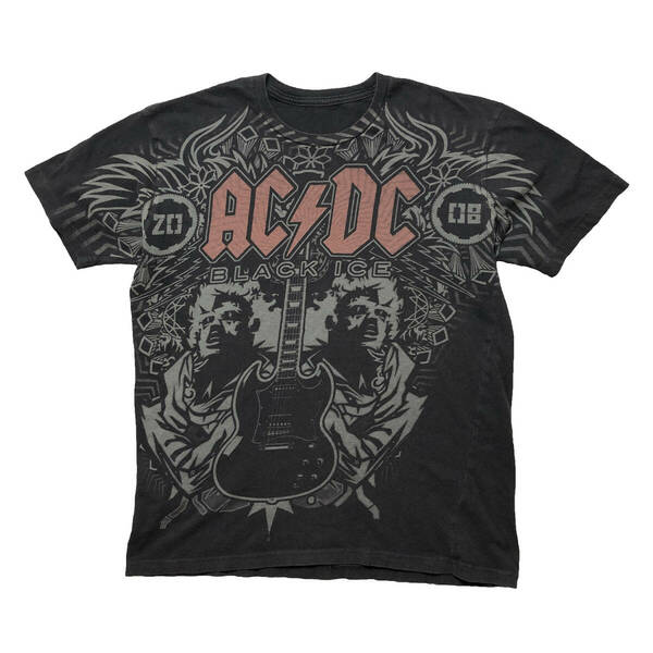 USA 古着 AC/DC BLACK ICE ブラックアイス 悪魔の氷 2008 ロックTシャツ メンズL相当 バンドTシャツ BA2667