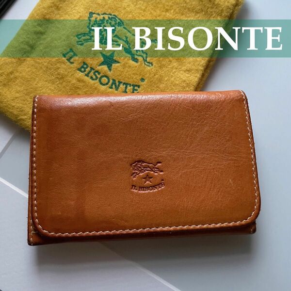 【IL BISONTE】カードケース｜ヌメ｜巾着・保証書付き