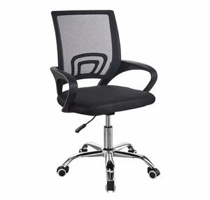 新品オフィスチェア メッシュ 頑丈なステンレス製脚デスクチェア 事務椅子 ブラック　ロッキング機能なし