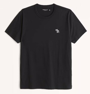 アバクロ*Abercrombie&Fitch*US:XXL/ブラック/立体アイコンロゴ半袖Tシャツ