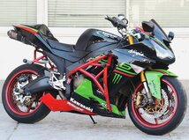 0【評価A】 ZX-6R 実動 社外 汎用 ショート クラッチ レバー ホルダー アルミ グリーン 緑 NINJA ZX6R ZX636C ニンジャ ZX10R Z1000_画像4