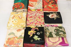 正絹 アンティーク帯 名古屋帯 丸帯 袋帯 等 まとめて 大量 20枚 両面柄 豪華刺繍 金銀糸 リメイク素材 一閑張りなどに ★いろどり★