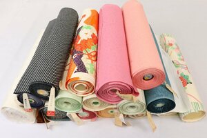  silk kimono cloth 16ps.@ together tsukesage fine pattern undecorated fabric total aperture stop put on shaku feather shaku . after crepe-de-chine etc. remake material also *....* m76