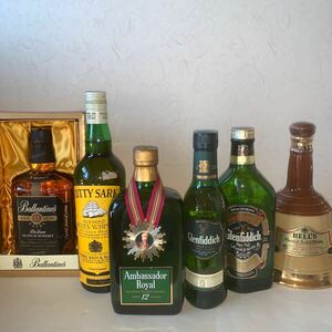 古酒未開栓 Ambassador Royal 12年、Glenfiddichグレンフィディック ピュアモルト、Glenfiddich 12年、CUTTY SARK、Ballantine's 6本セット