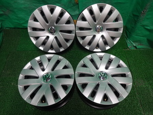 ワーゲン純正ポロ●15×6J +38 5H PCD100 鉄ちん 鉄ホイール 中古スチールホイール4本●ユ88