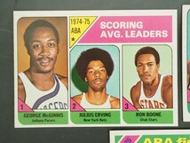 1975-76 Topps ABA finals等 4枚(3種) #221/#222/#310 Julius Erving Dr.J BASKETBALL トップスカード バスケットボール 283a_画像2
