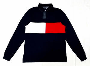 【新品タグ付】Tommy hilfiger ヘビーオンス ポロシャツ Mサイズ相当 長袖シャツ トミーヒルフィガー ライトスウェット　ラガーシャツ