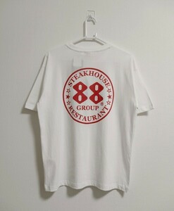 【新品タグ付】ステーキハウス88 ビッグロゴ Tシャツ Mサイズ 沖縄 STEAK HOUSE OKINAWA 肉 ホワイト