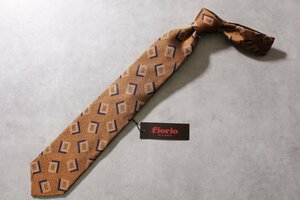 【FIORIO】フィオリオ 渋オレンジベースのレトロ織り柄ネクタイ 新品未使用 1.5万円程度