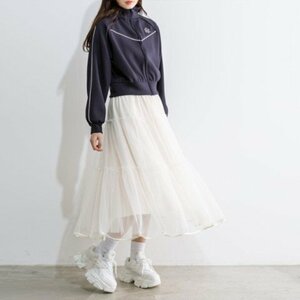 ロングスカート　フリルチュールスカート　レディース　INS　韓国ファッション　春夏　3colors フリー ホワイト