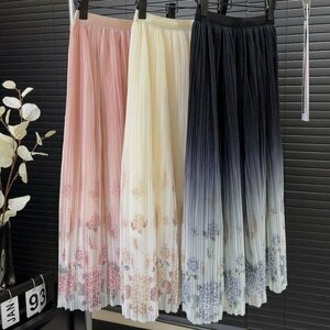 ロングスカート　チュールスカート　花柄　レディース　INS　韓国ファッション　デザイン　春夏　3colors フリー ピンク