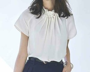  short sleeves tops short sleeves blouse simple beautiful . work OL plain L eggshell white 