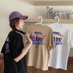 トップス Tシャツ レーディス コットン デザイン 韓国ファッション M ホワイト