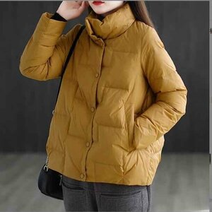  down jacket short protection against cold lady's large size equipped XL yellow 