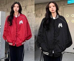  all 2 color jacket blouson long sleeve casual Street [ large size equipped ] XL red 