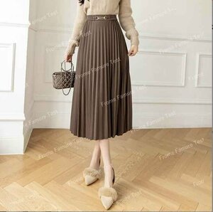 韓国ファッション ウール プリーツスカート フリー 3番ブラック