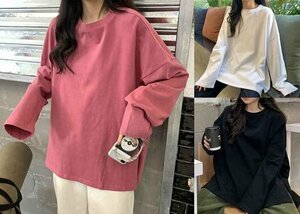 全3色 長袖Ｔシャツ 切り替え 体型カバー 着痩せ 【大きいサイズあり】 L ブラック