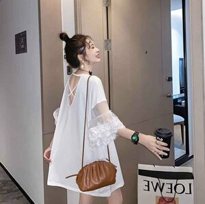 韓国風 女夏新しい 大きいサイズ半袖Tシャツ 気質ファッションTシャツ 学生Tシャツ M ホワイト